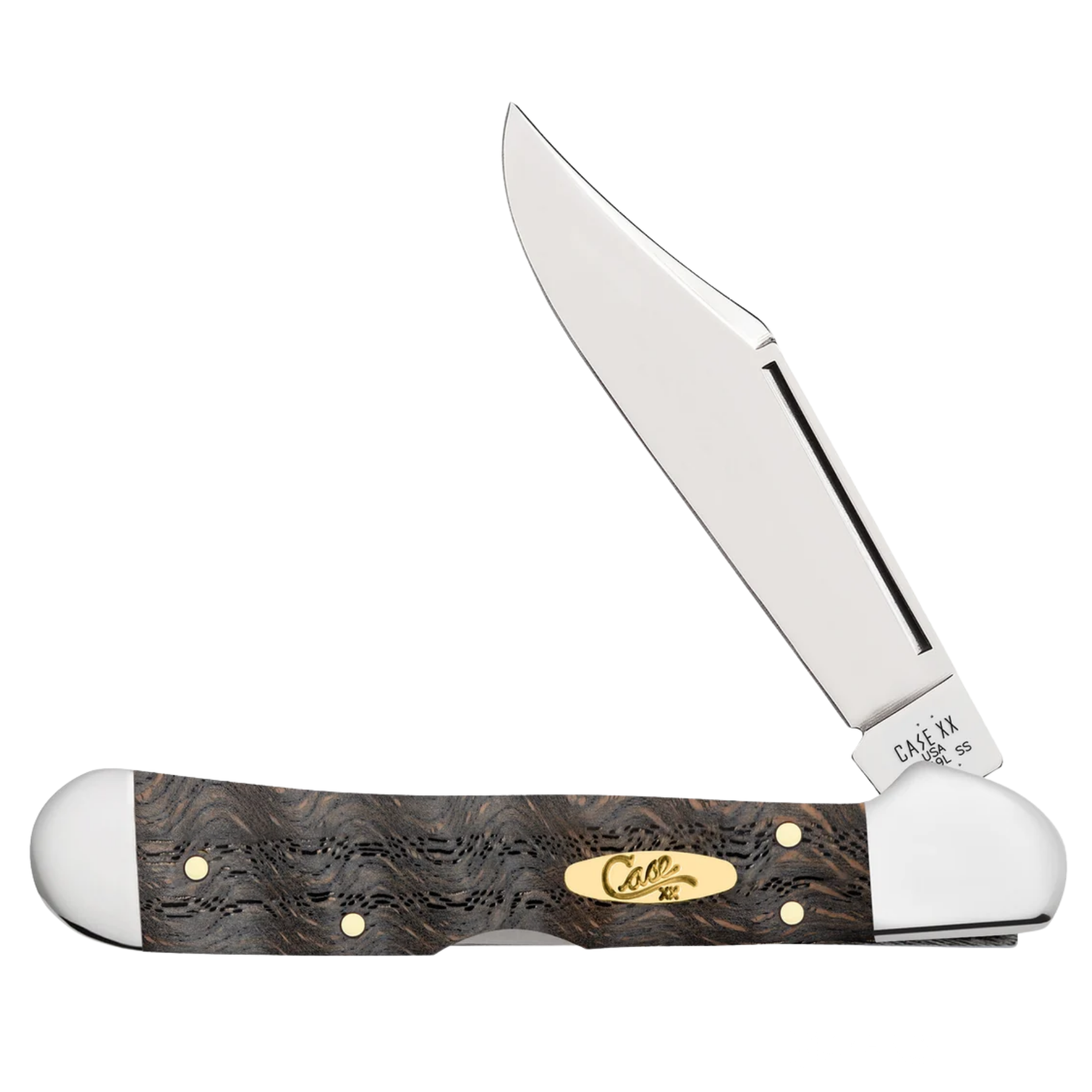 Case Knives | Smooth Black Curly Oak Wood Mini CopperLock® | 14010
