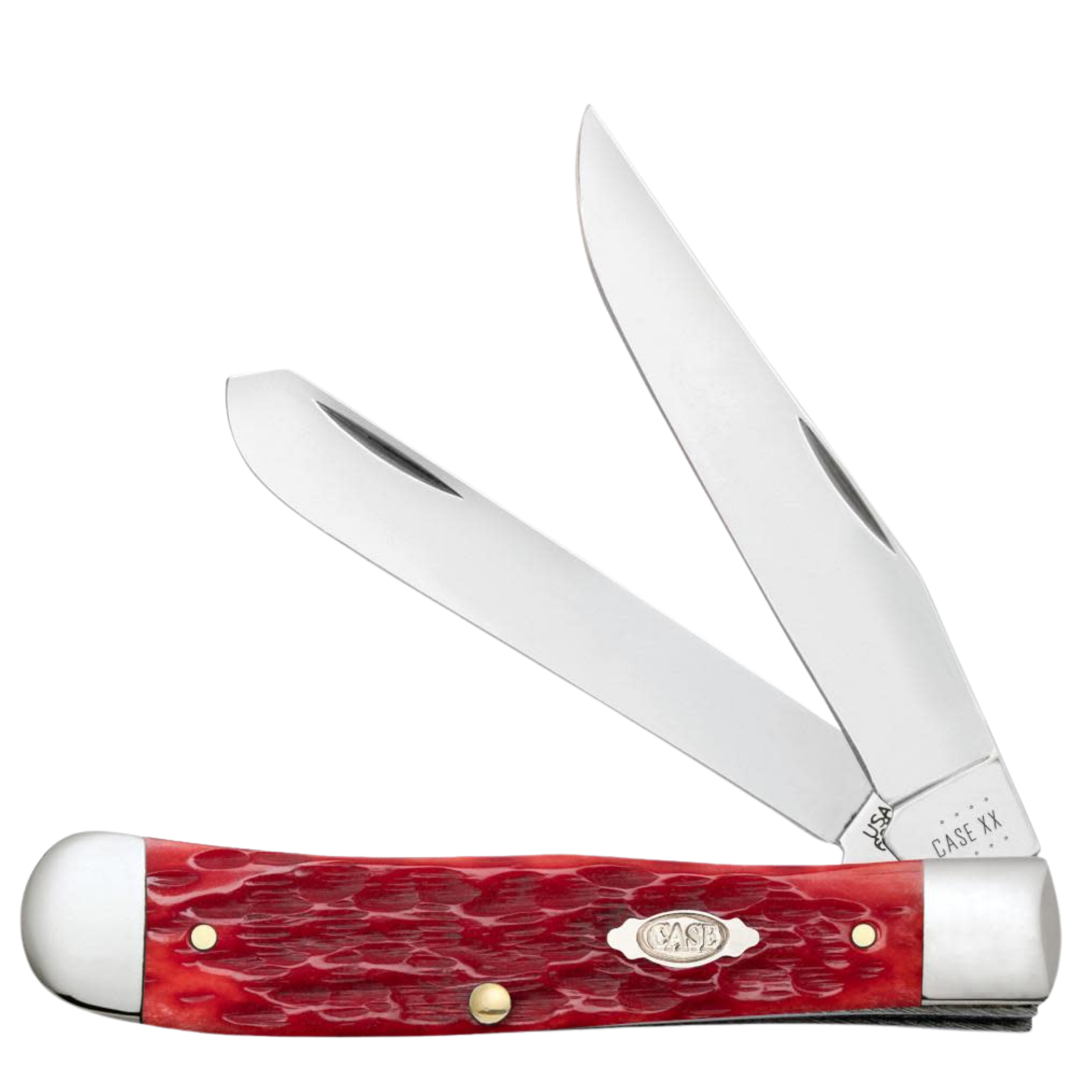 Case Knives | Peach Seed Jig Dark Red Bone CS Trapper with Pocket Clip | 31957