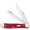 Case Knives | Peach Seed Jig Dark Red Bone CS Trapper with Pocket Clip | 31957