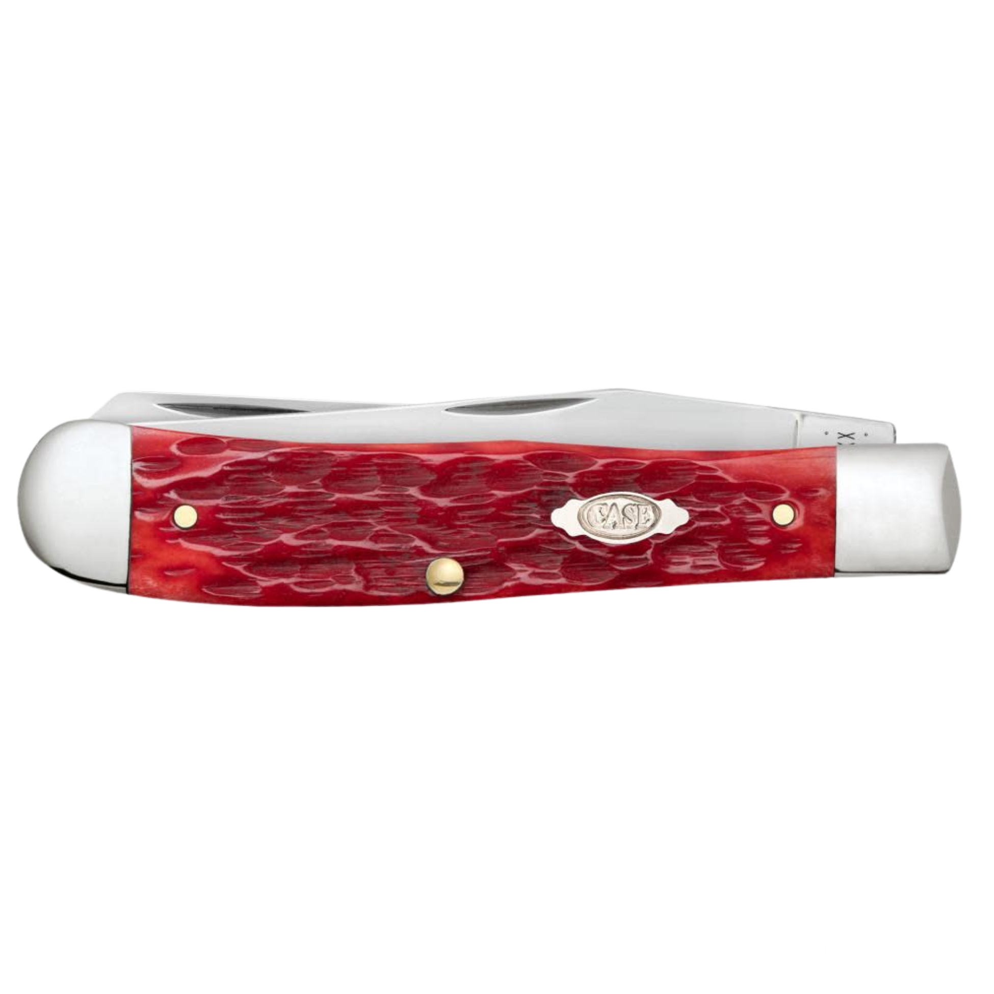 Case Knives | Peach Seed Jig Dark Red Bone CS Trapper with Pocket Clip | 31957