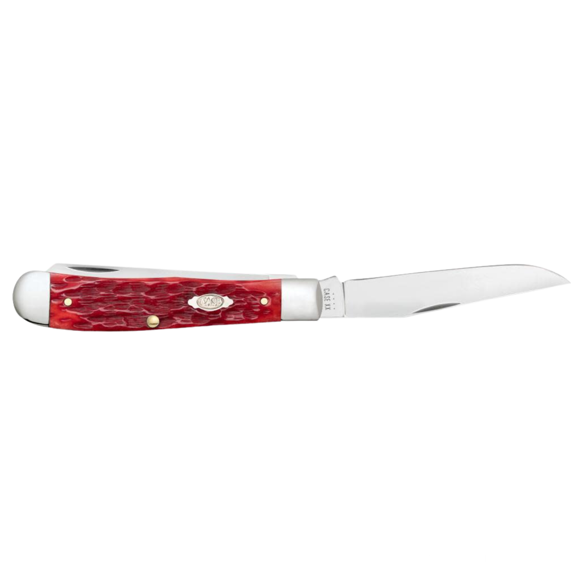 Case Knives | Peach Seed Jig Dark Red Bone CS Trapper with Pocket Clip | 31957