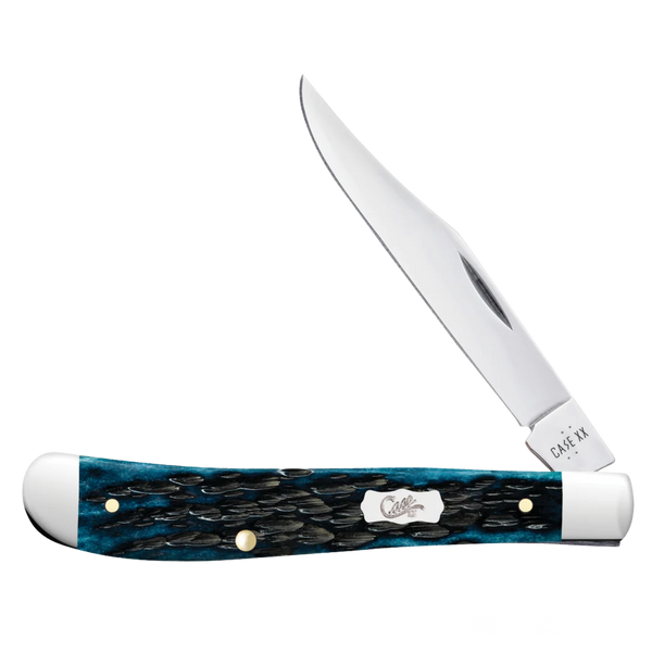 Case Knives | Pocket Worn® Peach Seed Jigged Mediterranean Blue Bone Slimline Trapper | 51865