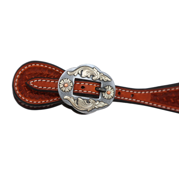 Wildfire Saddlery | Spur Straps Cowboy Mens Golden Spider Stamp with Custom Buckles