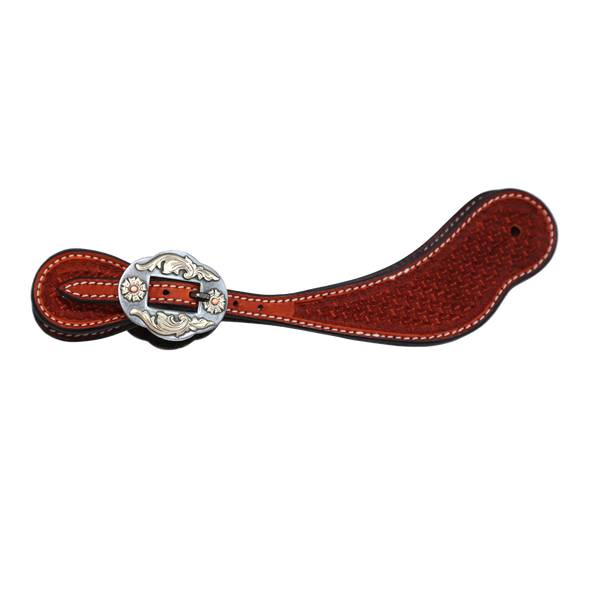 Wildfire Saddlery | Spur Straps Cowboy Mens Golden Spider Stamp with Custom Buckles