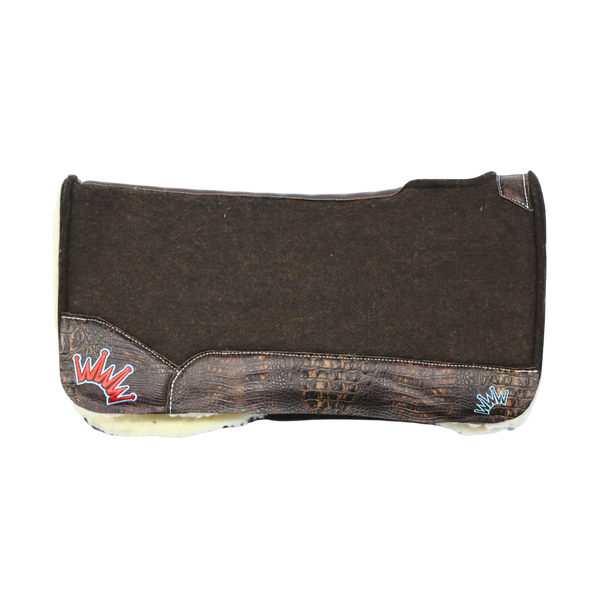 Best Ever Pads | Brown Crocodile w/ Red/Light Turquoise Crown | 1" OG | 32" x 32"