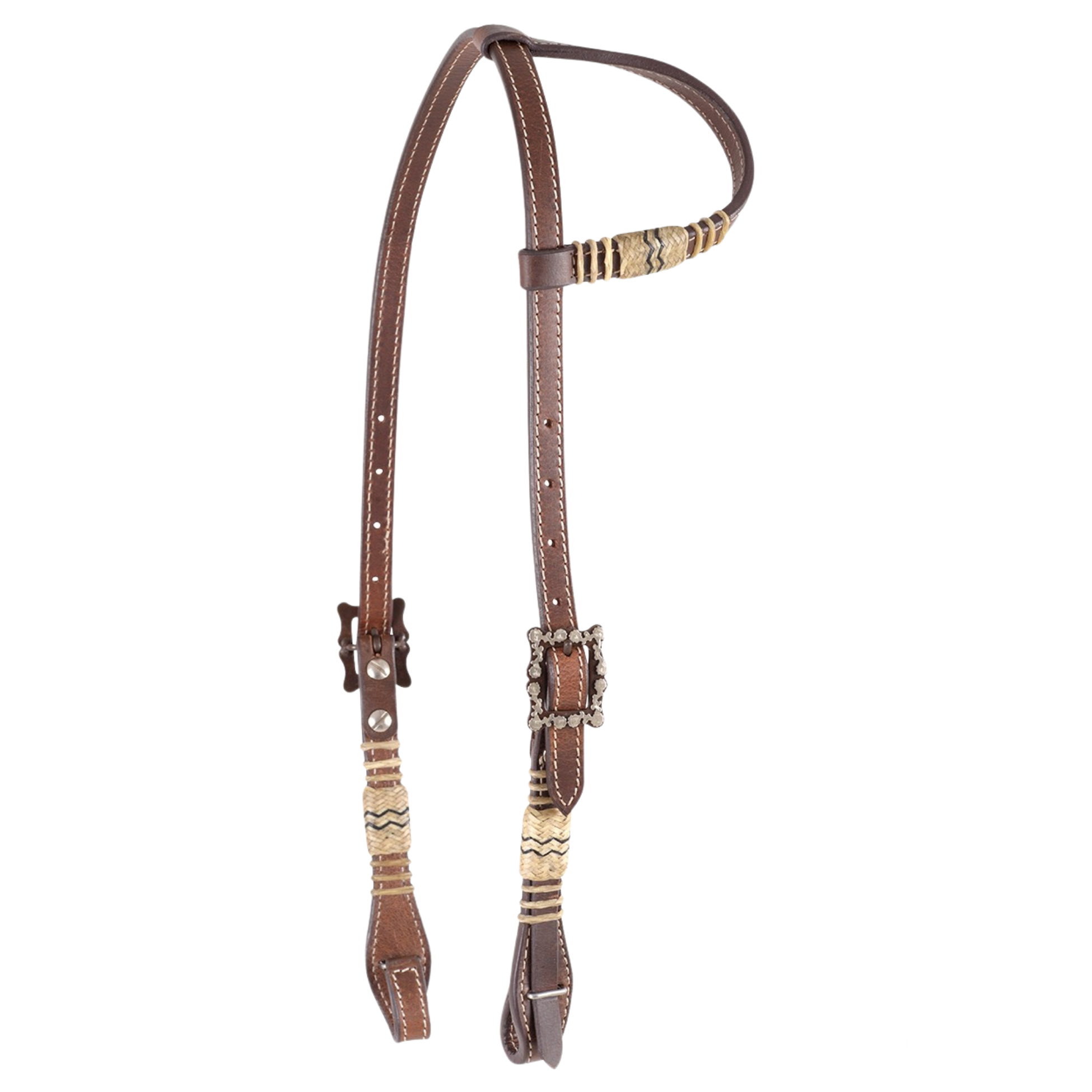 Cashel | Rawhide Slip Ear Headstall with Square Flower Buckles