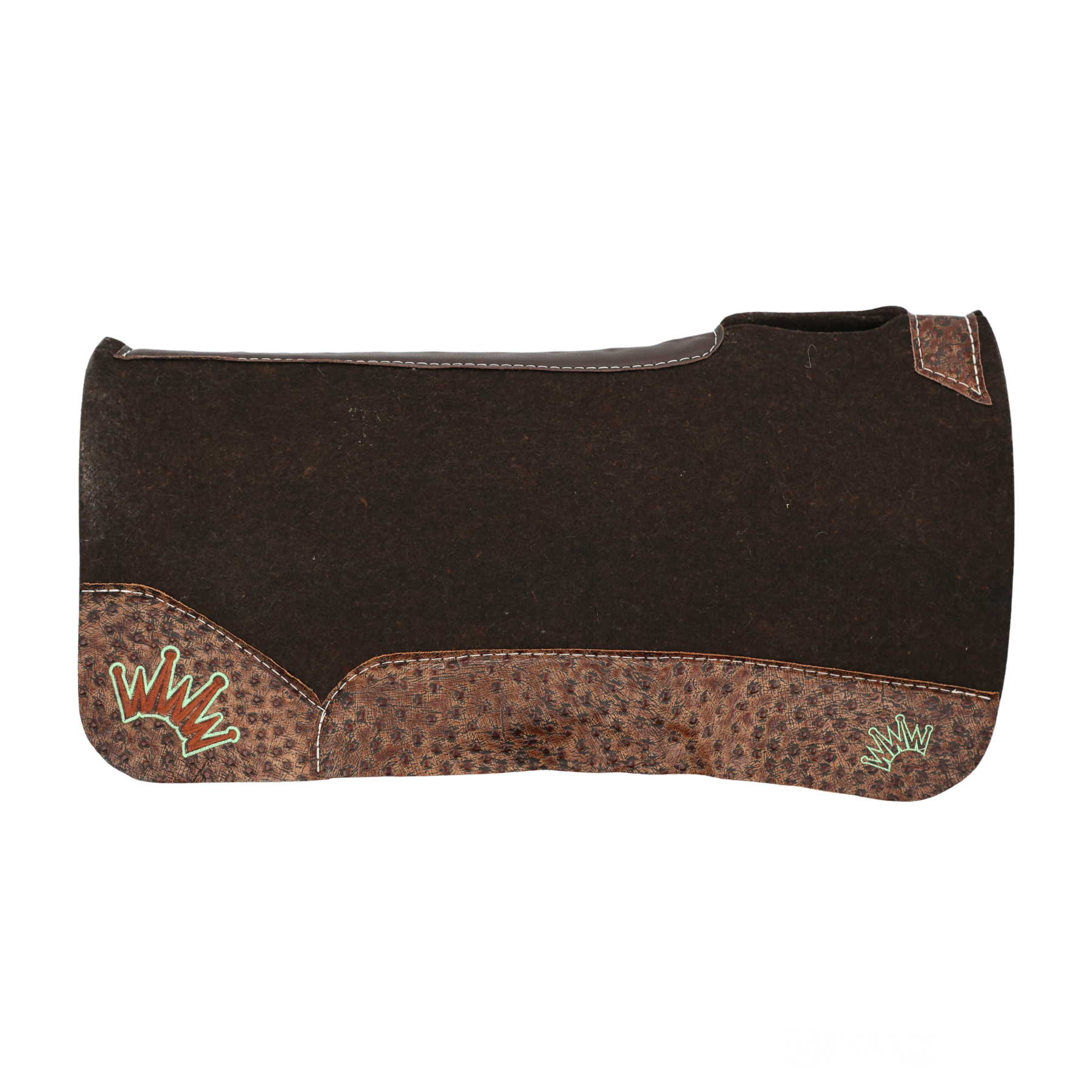 Best Ever Pads |  Mocha Ostrich Western Leathers w/ Brown/Mint Crown | 3/4