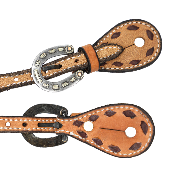 Wildfire Saddlery | Youth Spur Straps Cowboy Roughout Buckstitch with Custom Buckles