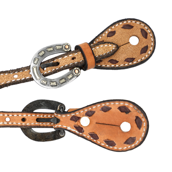 Wildfire Saddlery | Youth Spur Straps Cowboy Roughout Buckstitch with Custom Buckles
