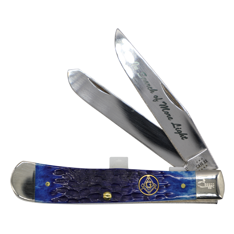 Case Knives | 01058 | Masonic Gift Tin Standard Jig Blue Bone Trapper