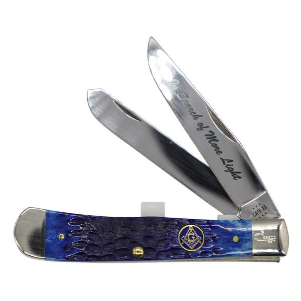 Case Knives | 01058 | Masonic Gift Tin Standard Jig Blue Bone Trapper