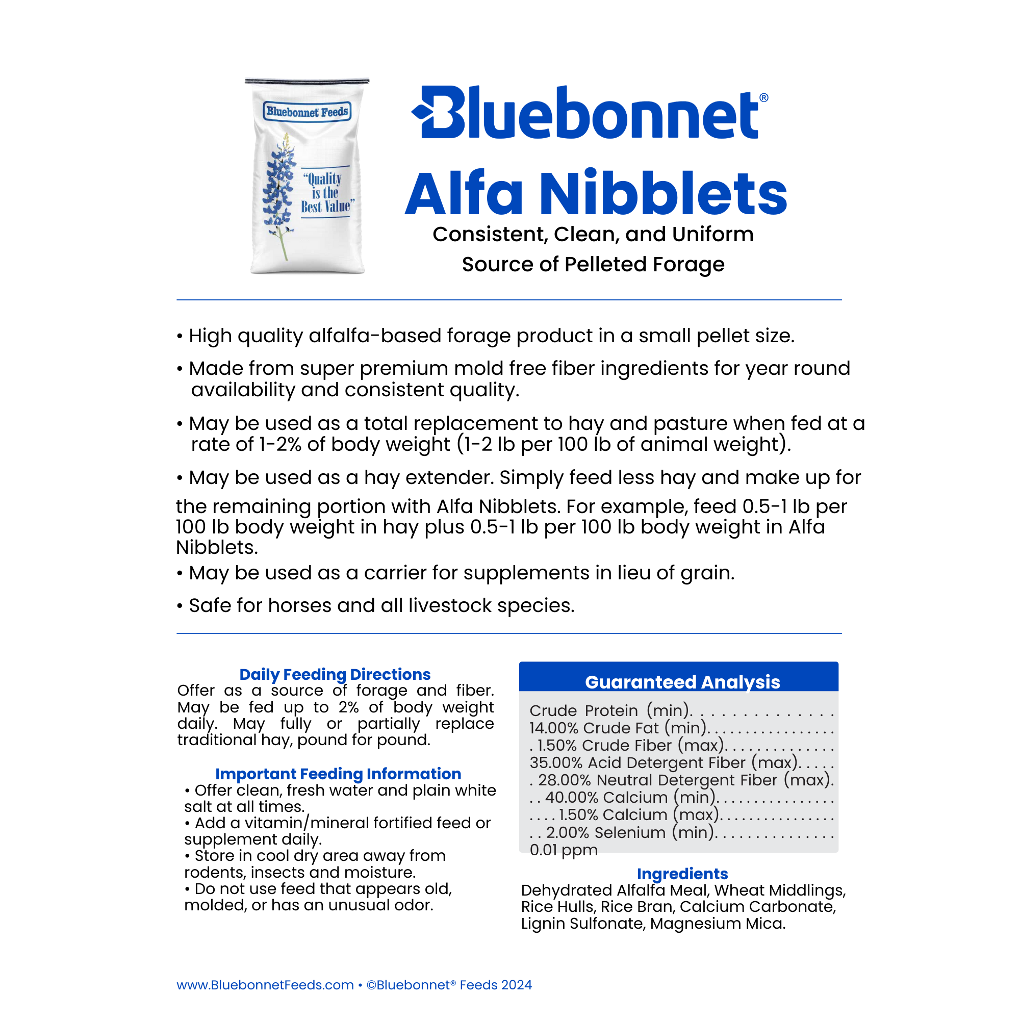 Bluebonnet Feeds | Alfalfa Nibblets