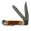 Rusted Nail Knives | Honey Badger | Bone Damascus Trapper Bullcutter