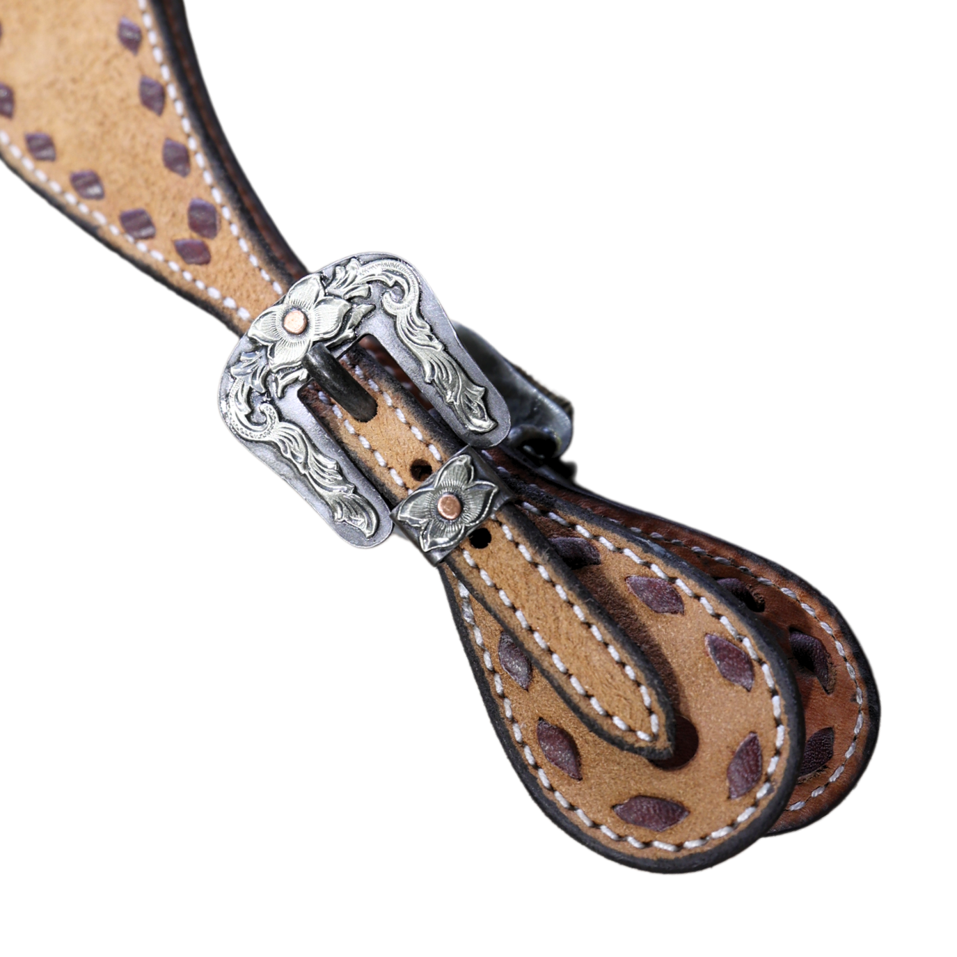 Wildfire Saddlery | Youth Spur Straps Cowboy Roughout Buckstitch with Custom Buckles
