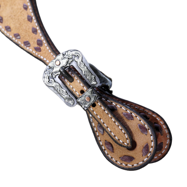 Wildfire Saddlery | Youth Spur Straps Cowboy Roughout Buckstitch with Custom Buckles