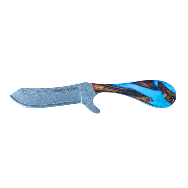Rusted Nail Knives | Spring Branch | Acrylic Damascus Bullcutter Knife