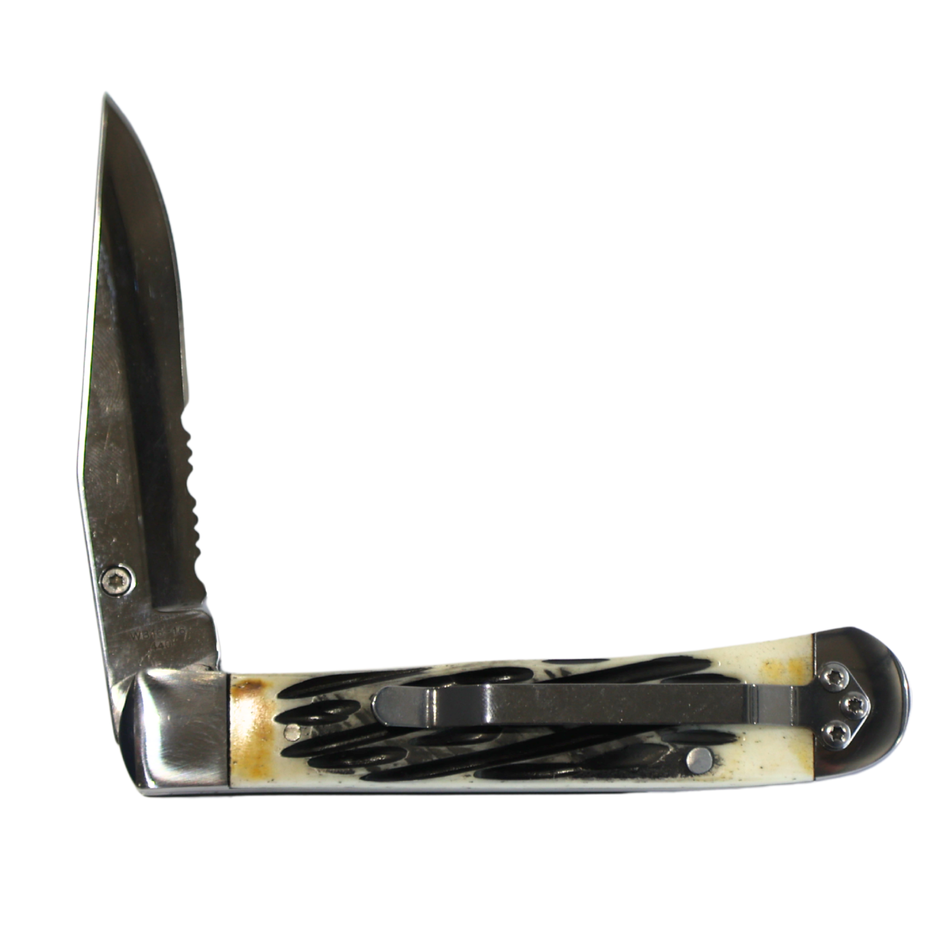 Rusted Nail Knives | Carved Burnt Bone | Natural Bone Locking Trapper