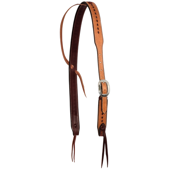 Cowboy Tack | 1 1/4" Slip Ear Headstall | Roughout Buckstitch with Cowboy Knots