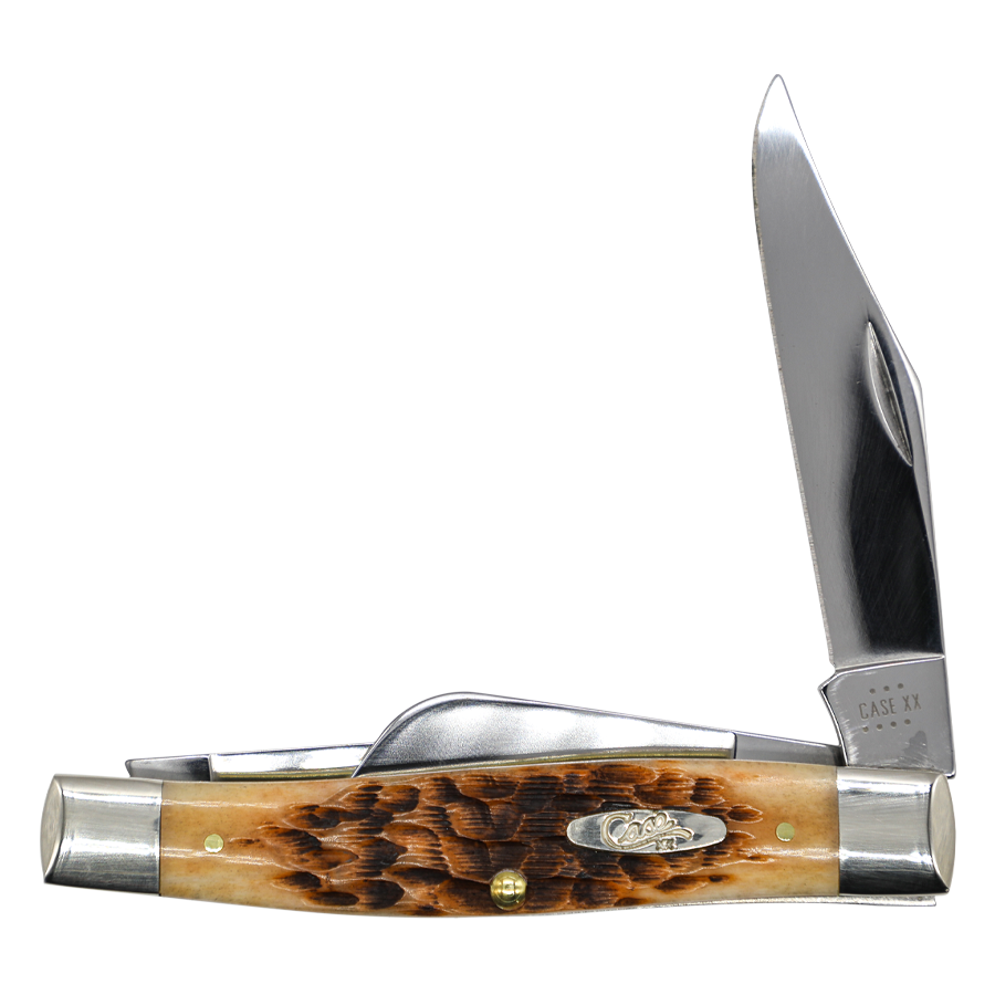 Case Knives | 00204 | Peach Seed Jig Amber Bone CS Large Stockman