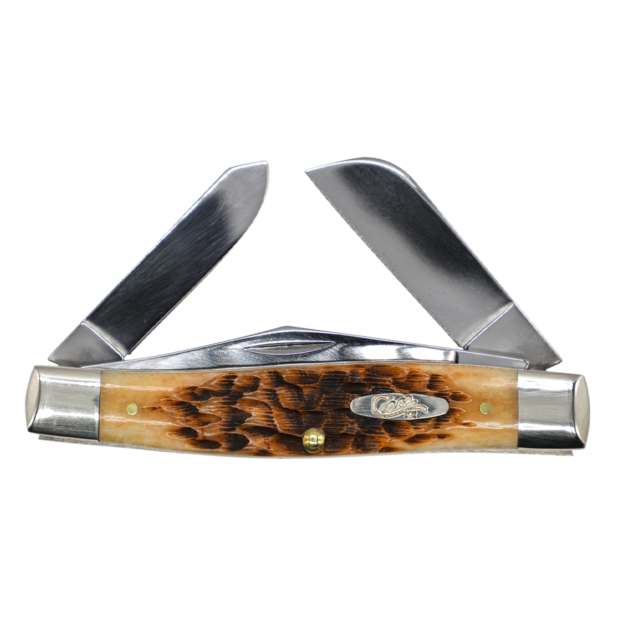 Case Knives | 00204 | Peach Seed Jig Amber Bone CS Large Stockman