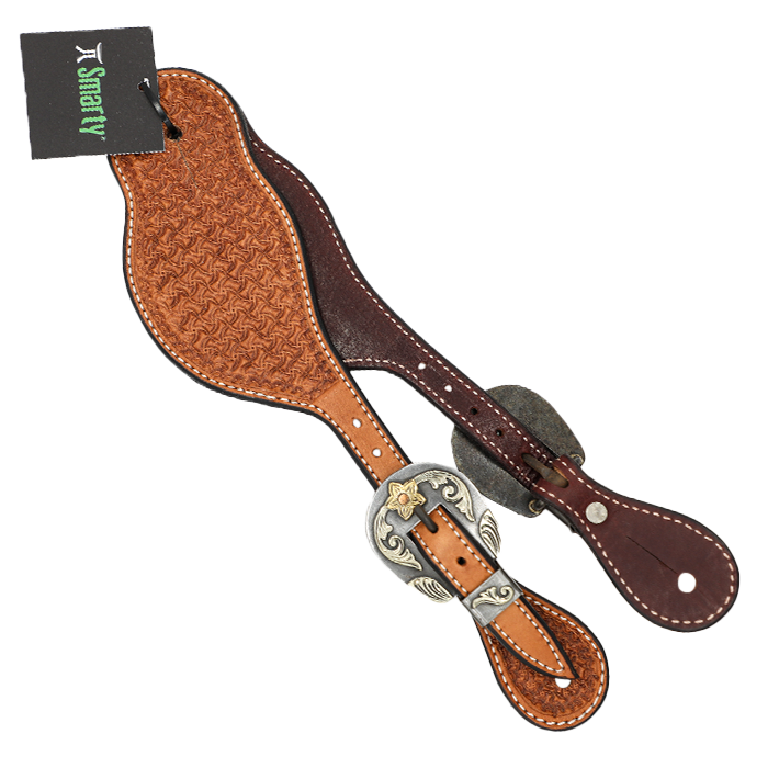 Wildfire Saddlery | Spur Straps Mens Buckaroo Golden Spider Stamp with Custom Buckles