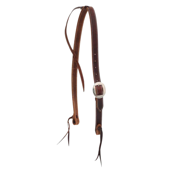 Cowboy Tack | 1" Slip Ear Headstall | Chocolate Harness Leather with Cowboy Knots