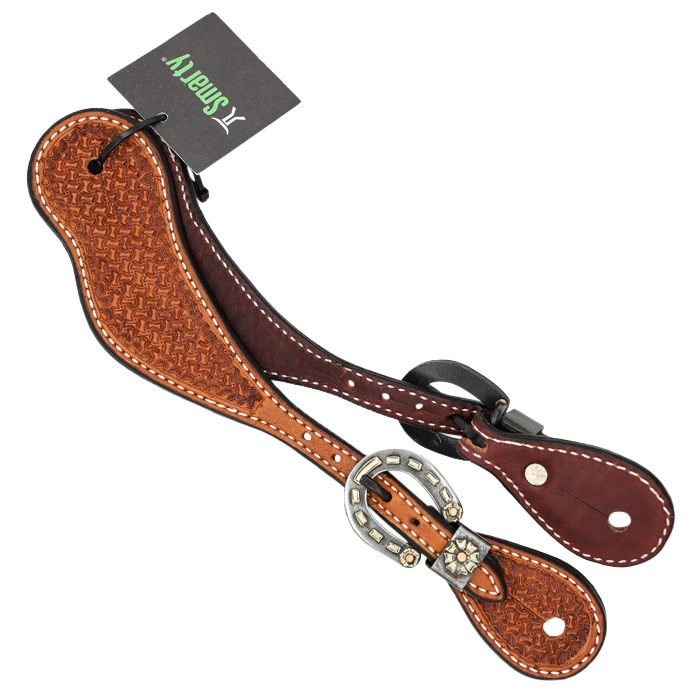 Wildfire Saddlery | Youth Spur Straps Cowboy Golden Spider Stamp with Custom Buckles