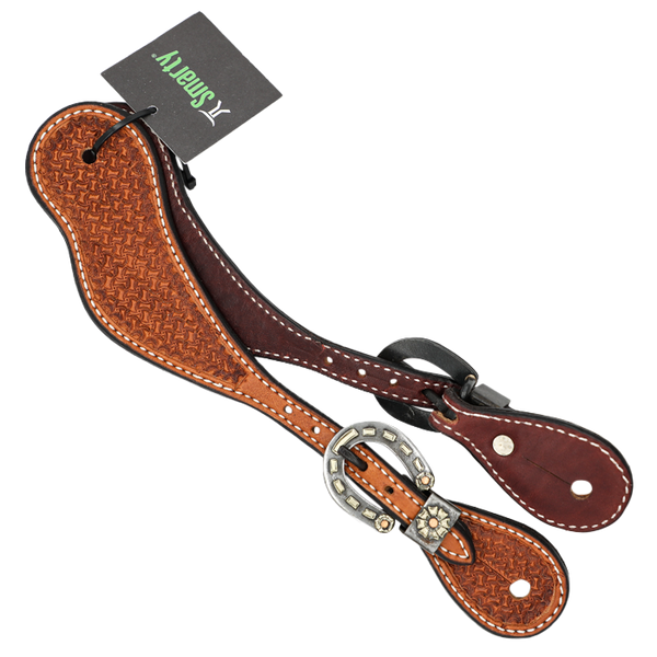 Wildfire Saddlery | Youth Spur Straps Cowboy Golden Spider Stamp with Custom Buckles