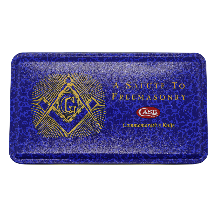 Case Knives | 01058 | Masonic Gift Tin Standard Jig Blue Bone Trapper