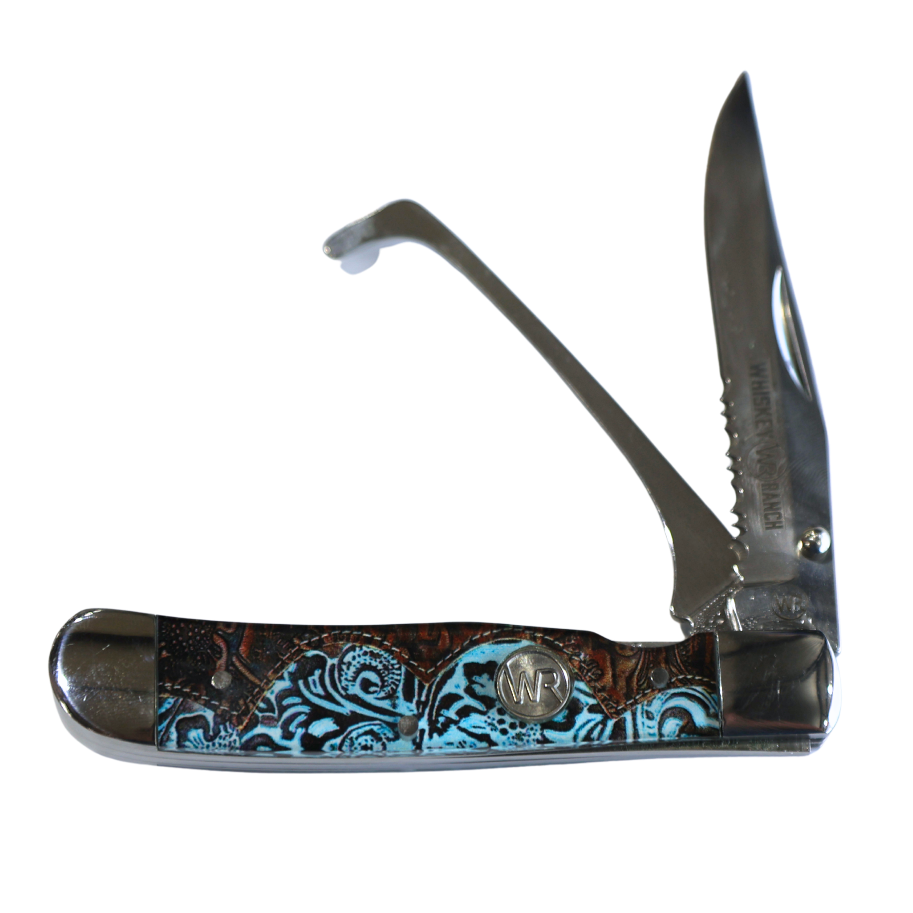 Rusted Nail Knives | Tooled Country | Acrylic w/ Clip | Hoofpick Knife
