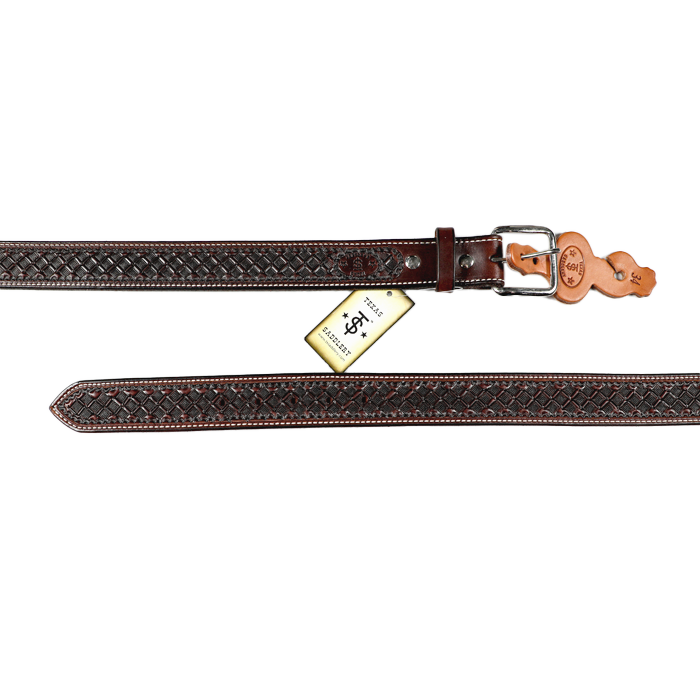 Texas Saddlery | Chocolate Waffle Stamped Belt