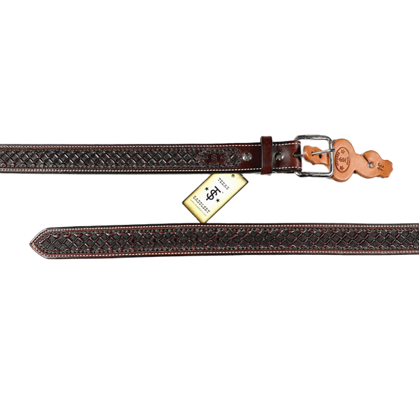 Texas Saddlery | Chocolate Waffle Stamped Belt