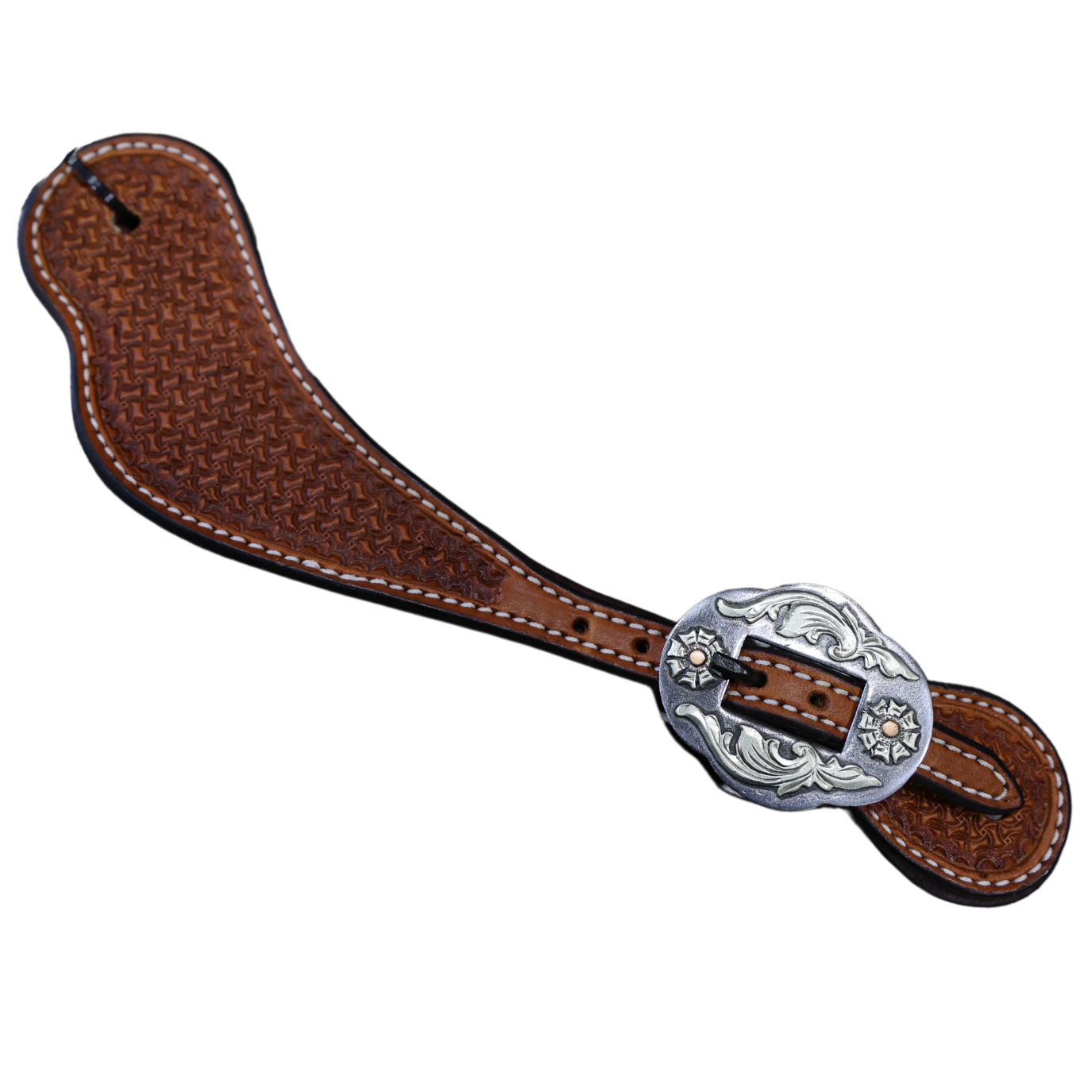 Wildfire Saddlery | Spur Straps Cowboy Mens Golden Spider Stamp with Custom Buckles
