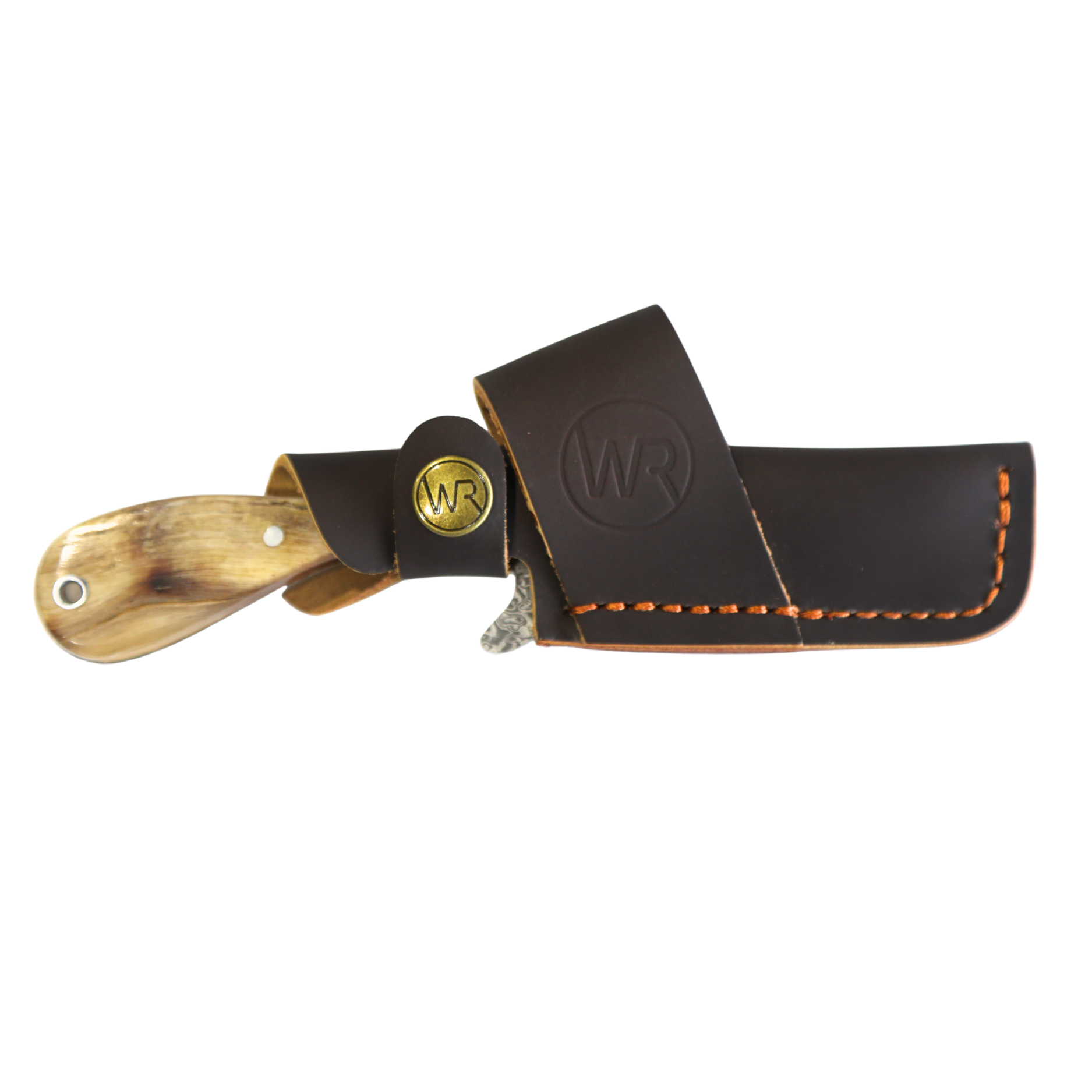 Rusted Nail Knives | Ram Horn | Ram Horn Damascus Bullcutter Knife