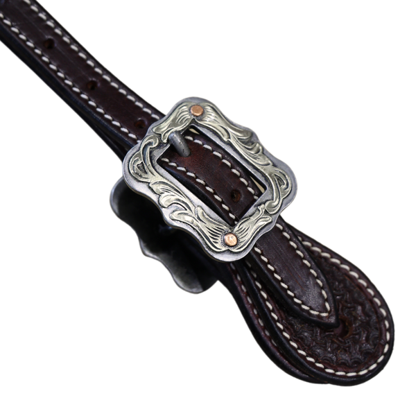Wildfire Saddlery | Spur Straps 5/8" Rosewood Stamp with Custom Buckles