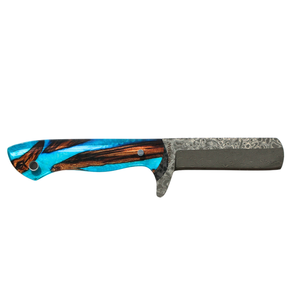 Rusted Nail Knives | Spring Branch | Acrylic Damascus Bullcutter Knife