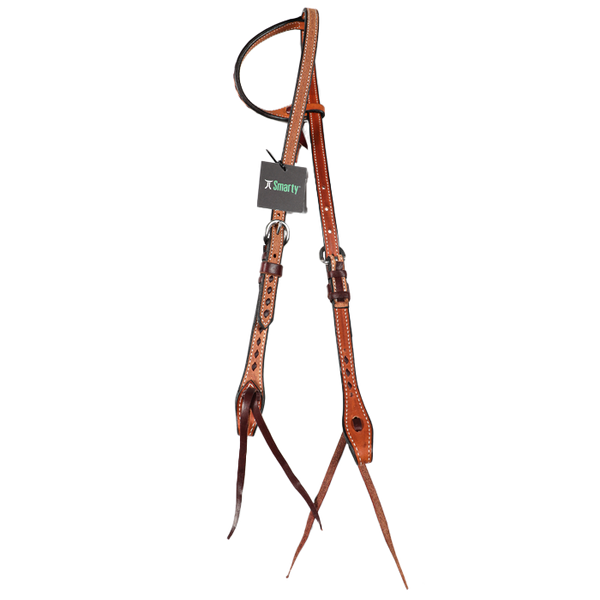 Wildfire Saddlery | 5/8" Headstall Single Ear Rough Out Buckstitch with Cowboy Knots