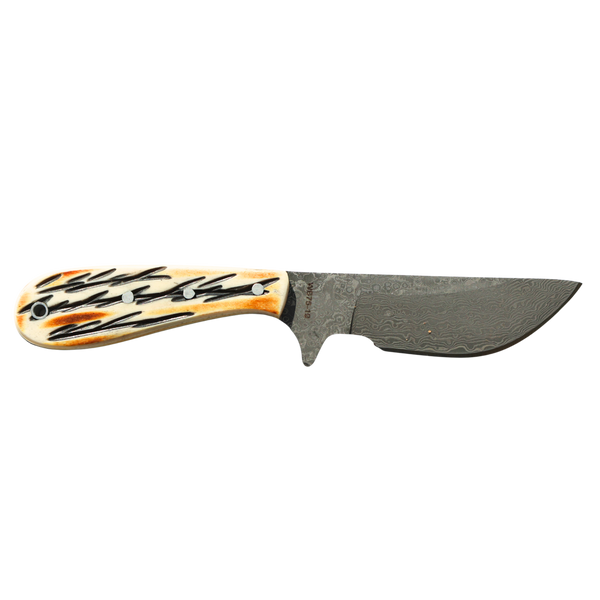 Rusted Nail Knives | Burnt Bone | Bone Damascus Ciervo Skinner Knife