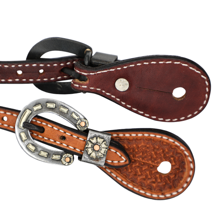 Wildfire Saddlery | Youth Spur Straps Cowboy Golden Spider Stamp with Custom Buckles