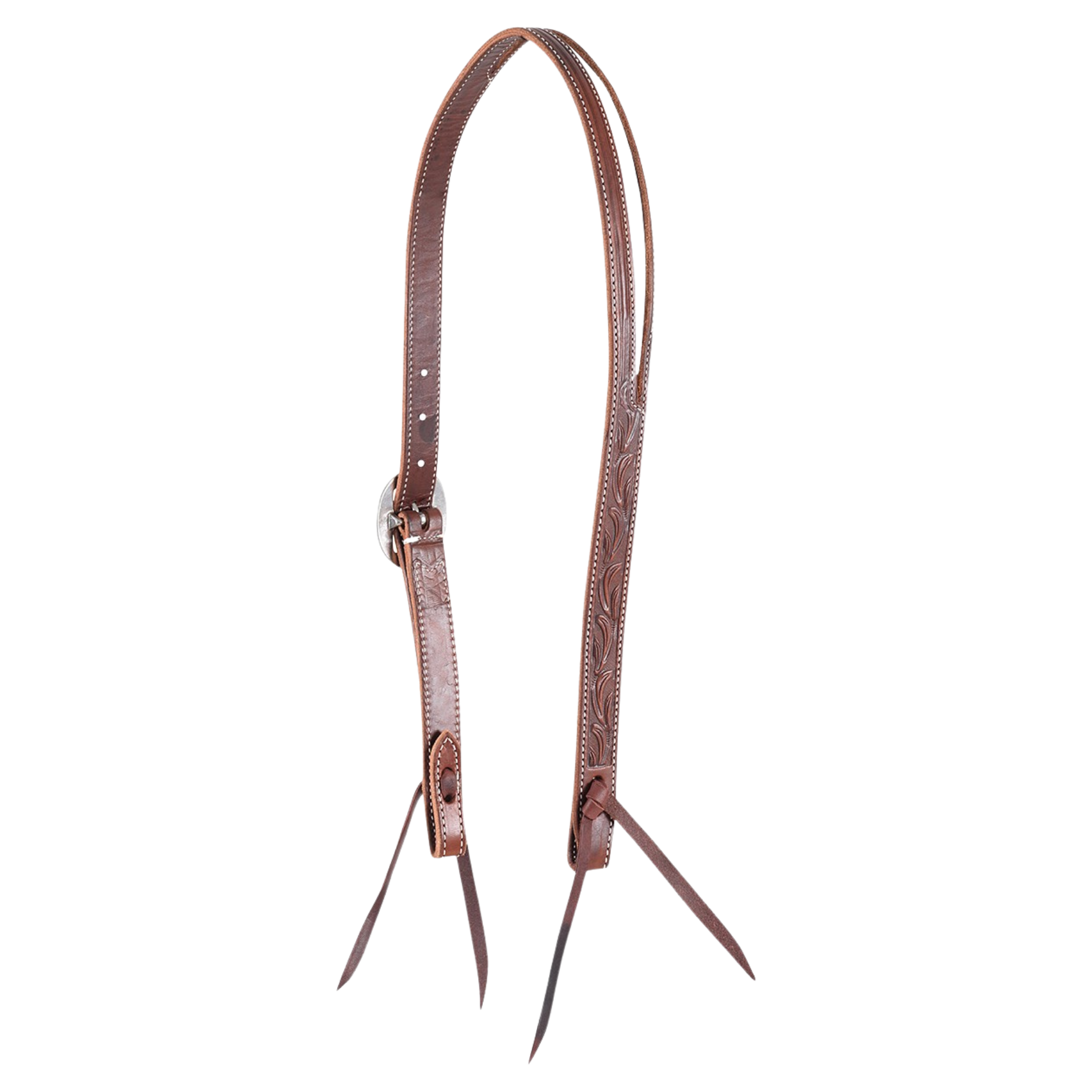 Martin Saddlery | Ranahan Headstall with Leaf Tooling | Chocolate