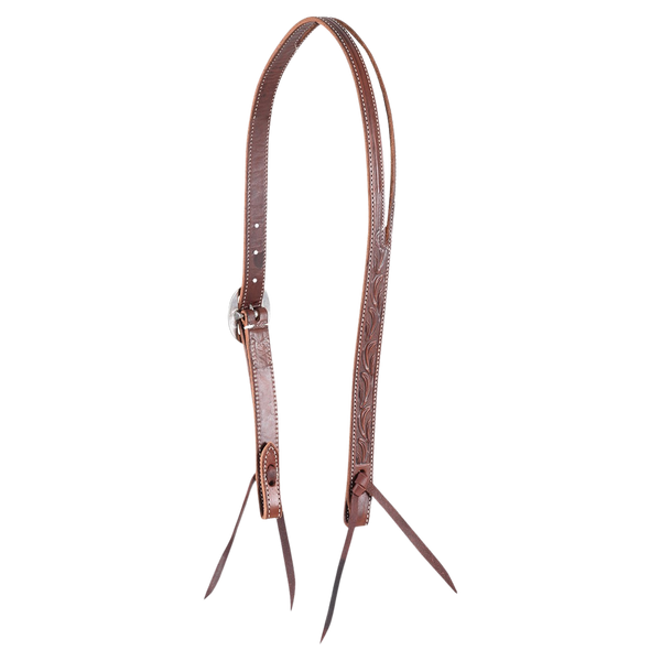 Martin Saddlery | Ranahan Headstall with Leaf Tooling | Chocolate