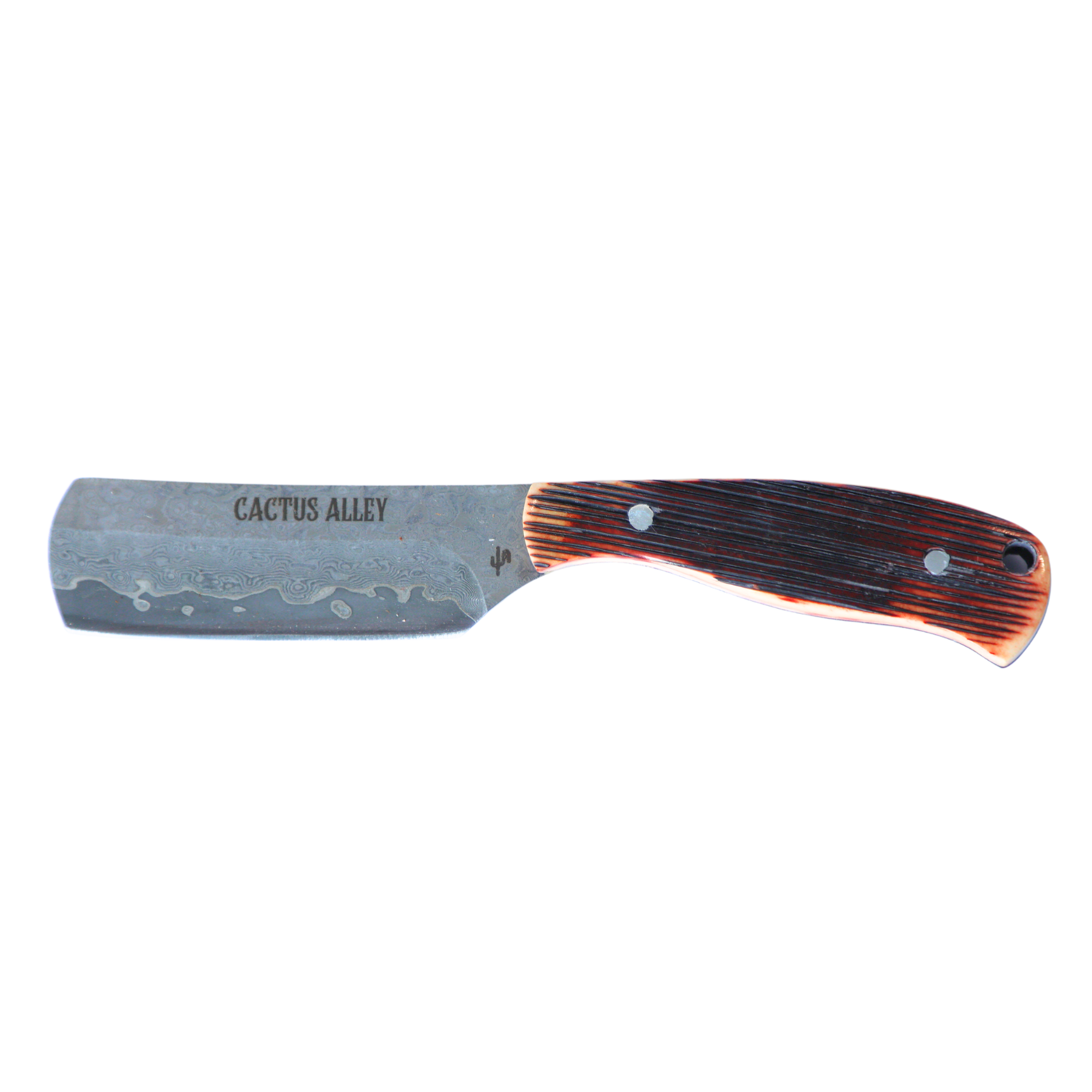 Rusted Nail Knives | Sawmill | Bone Damascus Cactus Alley Bullcutter Knife