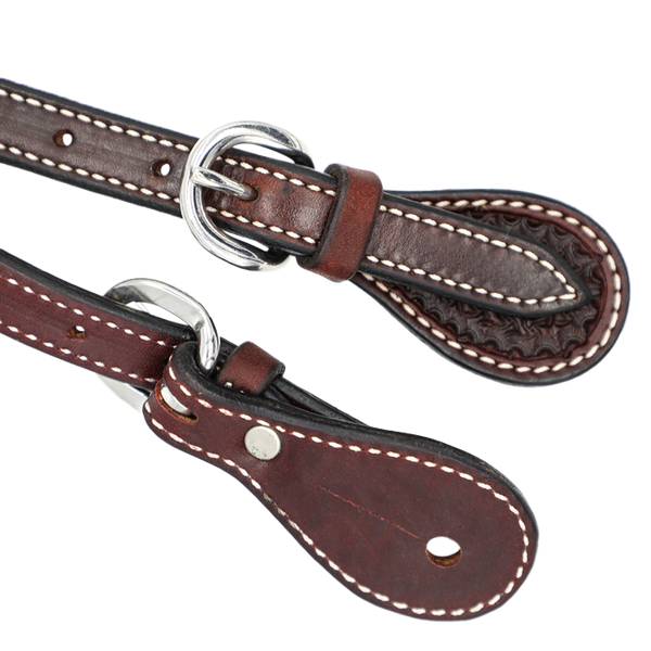 Wildfire Saddlery | Spur Straps 5/8" Rosewood Spider Stamp