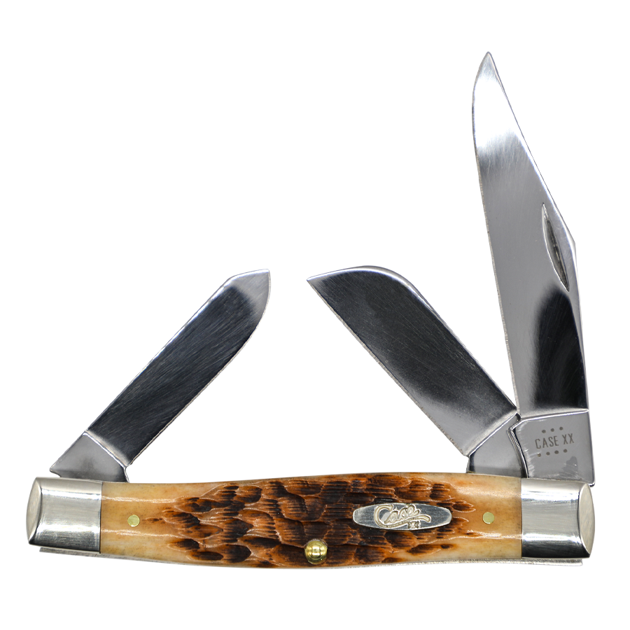Case Knives | 00204 | Peach Seed Jig Amber Bone CS Large Stockman