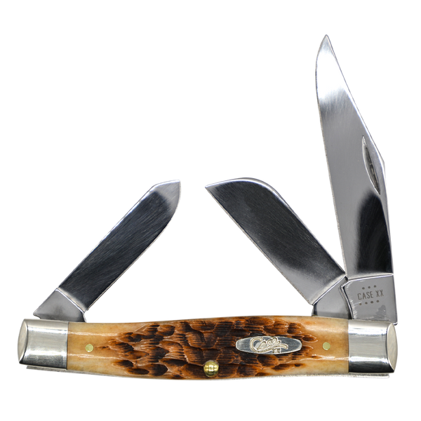 Case Knives | 00204 | Peach Seed Jig Amber Bone CS Large Stockman