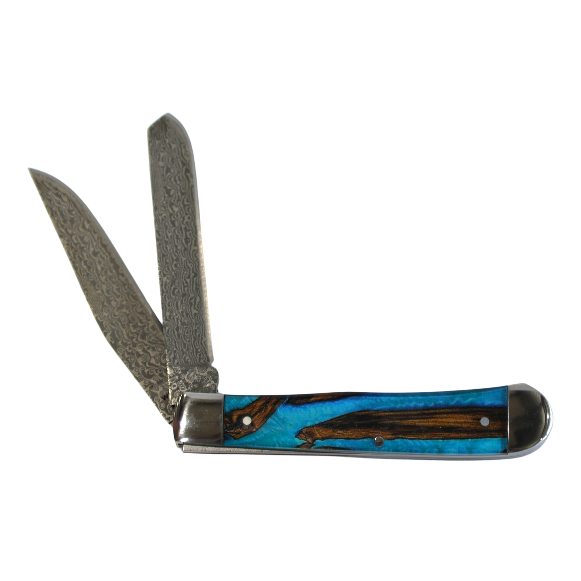 Rusted Nail Knives | Spring Branch | Acrylic Damascus Trapper