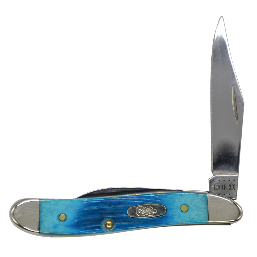 Case Knives | 25596 | Sawcut Jig Caribbean Blue Bone Peanut