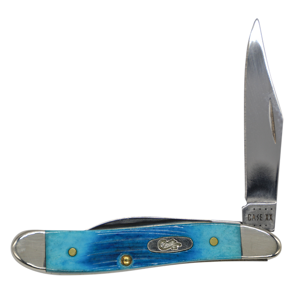 Case Knives | 25596 | Sawcut Jig Caribbean Blue Bone Peanut