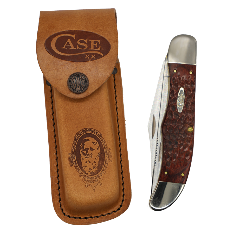 Case Knives | 00189 | Rosewood Standard Jig Folding Hunter with Leather Sheath