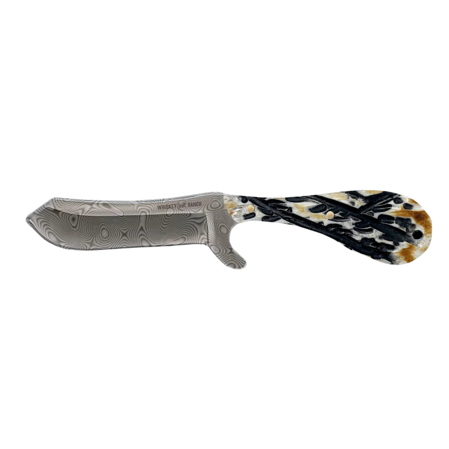 Rusted Nail Knives | Burnt Bone | Bone Damascus Bullcutter Knife